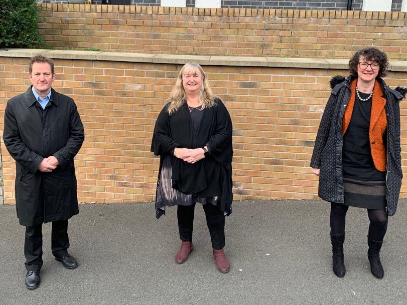 Left: Jon Sparkes (Chief Executive of Crisis), Centre: Julie James (Minister for Climate Change), Right: Marcia Sinfield, (Chief Executive)
